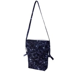 Geometric Dark Blue Abstract Print Pattern Folding Shoulder Bag by dflcprintsclothing