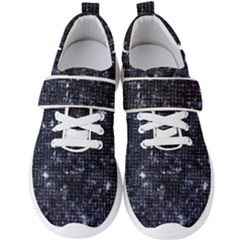 Geometric Dark Blue Abstract Print Pattern Men s Velcro Strap Shoes by dflcprintsclothing