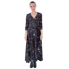 Geometric Dark Blue Abstract Print Pattern Button Up Maxi Dress by dflcprintsclothing