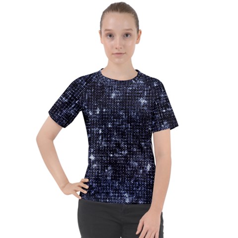 Geometric Dark Blue Abstract Print Pattern Women s Sport Raglan Tee by dflcprintsclothing