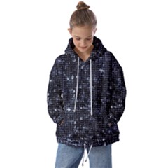 Geometric Dark Blue Abstract Print Pattern Kids  Oversized Hoodie by dflcprintsclothing