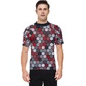 Hexagonal blocks pattern, mixed colors Men s Short Sleeve Rash Guard View1