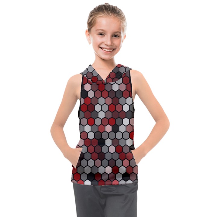 Hexagonal blocks pattern, mixed colors Kids  Sleeveless Hoodie