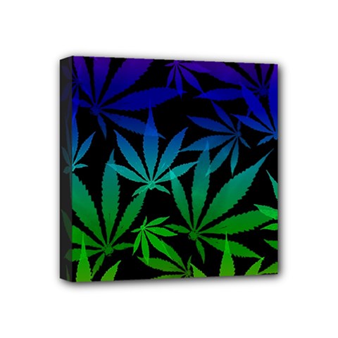 Weed Rainbow, Ganja Leafs Pattern In Colors, 420 Marihujana Theme Mini Canvas 4  X 4  (stretched) by Casemiro