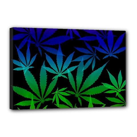 Weed Rainbow, Ganja Leafs Pattern In Colors, 420 Marihujana Theme Canvas 18  X 12  (stretched) by Casemiro