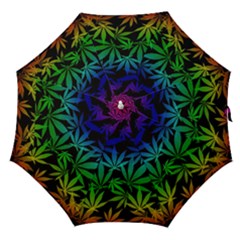 Weed Rainbow, Ganja Leafs Pattern In Colors, 420 Marihujana Theme Straight Umbrellas by Casemiro