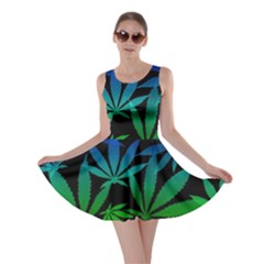 Weed Rainbow, Ganja Leafs Pattern In Colors, 420 Marihujana Theme Skater Dress by Casemiro