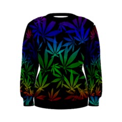 Weed Rainbow, Ganja Leafs Pattern In Colors, 420 Marihujana Theme Women s Sweatshirt by Casemiro