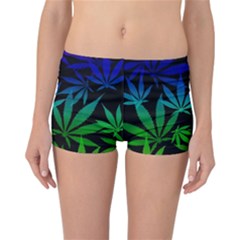 Weed Rainbow, Ganja Leafs Pattern In Colors, 420 Marihujana Theme Reversible Boyleg Bikini Bottoms by Casemiro