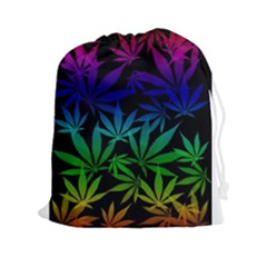 Weed Rainbow, Ganja Leafs Pattern In Colors, 420 Marihujana Theme Drawstring Pouch (2xl) by Casemiro