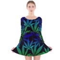 Weed Rainbow, Ganja leafs pattern in colors, 420 marihujana theme Long Sleeve Velvet Skater Dress View1