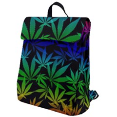 Weed Rainbow, Ganja Leafs Pattern In Colors, 420 Marihujana Theme Flap Top Backpack by Casemiro