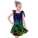 Weed Rainbow, Ganja leafs pattern in colors, 420 marihujana theme Kids  Tie Up Tunic Dress View1