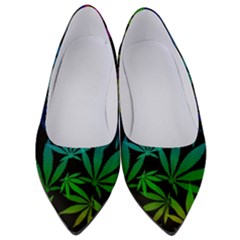 Weed Rainbow, Ganja Leafs Pattern In Colors, 420 Marihujana Theme Women s Low Heels