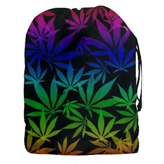 Weed Rainbow, Ganja Leafs Pattern In Colors, 420 Marihujana Theme Drawstring Pouch (3xl) by Casemiro