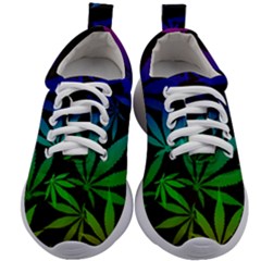 Weed Rainbow, Ganja Leafs Pattern In Colors, 420 Marihujana Theme Kids Athletic Shoes by Casemiro