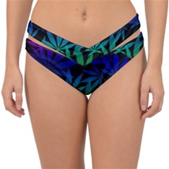 Weed Rainbow, Ganja Leafs Pattern In Colors, 420 Marihujana Theme Double Strap Halter Bikini Bottom by Casemiro