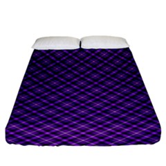 Purple, Black And Yellow Color Plaid, Retro Tartan Pattern Fitted Sheet (king Size) by Casemiro