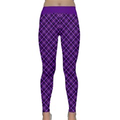 Purple, Black And Yellow Color Plaid, Retro Tartan Pattern Classic Yoga Leggings by Casemiro