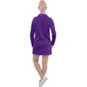 Purple, black and yellow color plaid, retro tartan pattern Women s Long Sleeve Casual Dress View2