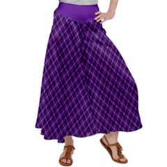 Purple, Black And Yellow Color Plaid, Retro Tartan Pattern Satin Palazzo Pants by Casemiro