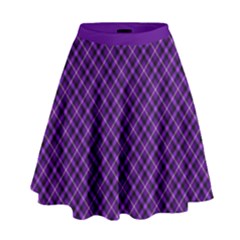 Purple, Black And Yellow Color Plaid, Retro Tartan Pattern High Waist Skirt by Casemiro