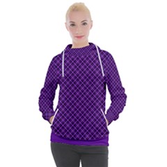 Purple, Black And Yellow Color Plaid, Retro Tartan Pattern Women s Hooded Pullover by Casemiro