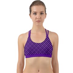 Purple, Black And Yellow Color Plaid, Retro Tartan Pattern Back Web Sports Bra by Casemiro