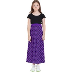 Purple, Black And Yellow Color Plaid, Retro Tartan Pattern Kids  Flared Maxi Skirt by Casemiro