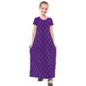 Purple, black and yellow color plaid, retro tartan pattern Kids  Short Sleeve Maxi Dress View1