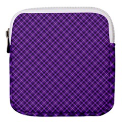 Purple, Black And Yellow Color Plaid, Retro Tartan Pattern Mini Square Pouch by Casemiro