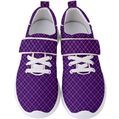 Purple, Black And Yellow Color Plaid, Retro Tartan Pattern Men s Velcro Strap Shoes by Casemiro