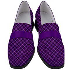 Purple, Black And Yellow Color Plaid, Retro Tartan Pattern Women s Chunky Heel Loafers by Casemiro