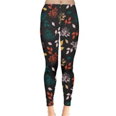 Rose Floral Leggings  by tmsartbazaar