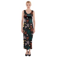 Rose Floral Fitted Maxi Dress by tmsartbazaar