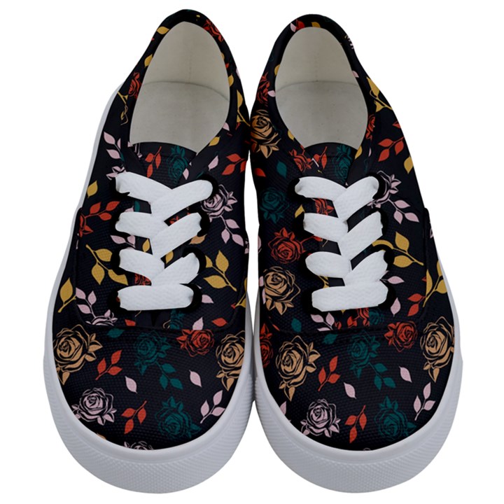 Rose Floral Kids  Classic Low Top Sneakers