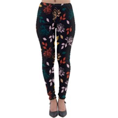 Rose Floral Lightweight Velour Leggings by tmsartbazaar