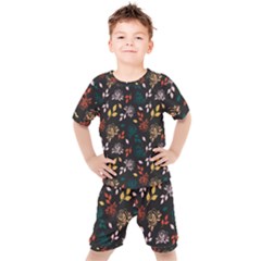 Rose Floral Kids  Tee And Shorts Set by tmsartbazaar