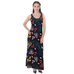 Rose Floral Sleeveless Velour Maxi Dress by tmsartbazaar