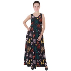 Rose Floral Empire Waist Velour Maxi Dress by tmsartbazaar