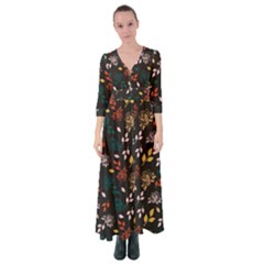 Rose Floral Button Up Maxi Dress by tmsartbazaar