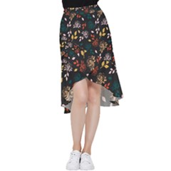 Rose Floral Frill Hi Low Chiffon Skirt by tmsartbazaar