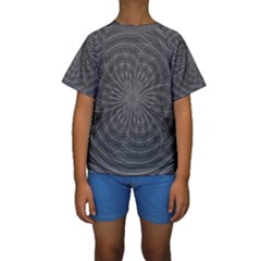 Abstract Spirals, Spiral Abstraction, Gray Color, Graphite Kids  Short Sleeve Swimwear by Casemiro