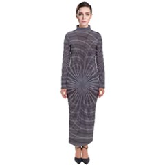 Abstract Spirals, Spiral Abstraction, Gray Color, Graphite Turtleneck Maxi Dress by Casemiro