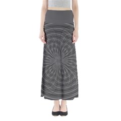 Abstract Spirals, Spiral Abstraction, Gray Color, Graphite Full Length Maxi Skirt by Casemiro