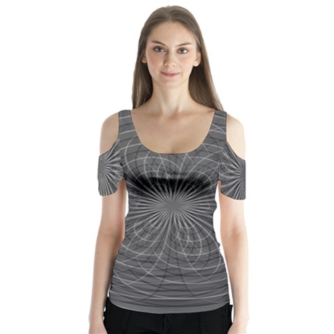 Abstract Spirals, Spiral Abstraction, Gray Color, Graphite Butterfly Sleeve Cutout Tee  by Casemiro