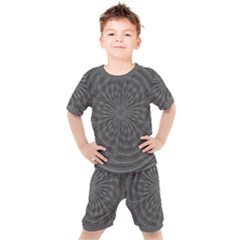 Abstract Spirals, Spiral Abstraction, Gray Color, Graphite Kids  Tee And Shorts Set by Casemiro