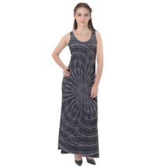 Abstract Spirals, Spiral Abstraction, Gray Color, Graphite Sleeveless Velour Maxi Dress by Casemiro