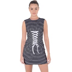 Abstract Spirals, Spiral Abstraction, Gray Color, Graphite Lace Up Front Bodycon Dress by Casemiro