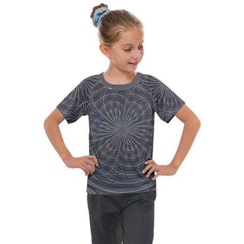 Abstract Spirals, Spiral Abstraction, Gray Color, Graphite Kids  Mesh Piece Tee by Casemiro